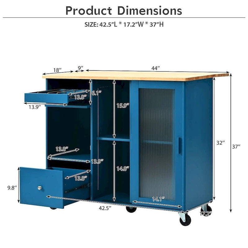 Chariot de cuisine pliable avec éclairage LED