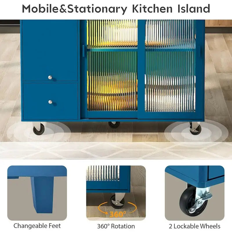 Chariot de cuisine pliable avec éclairage LED