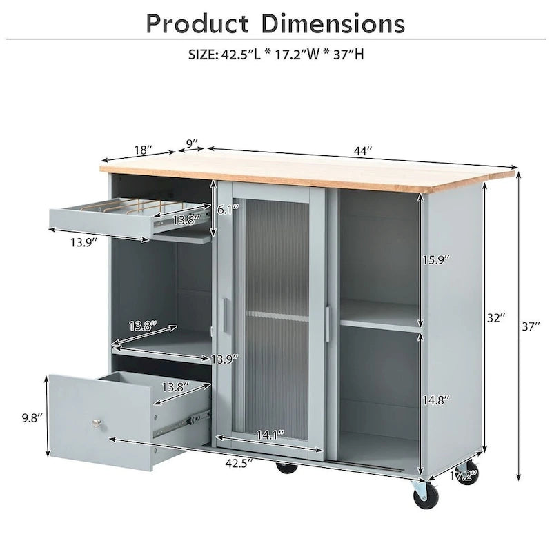 Chariot de cuisine pliable avec éclairage LED