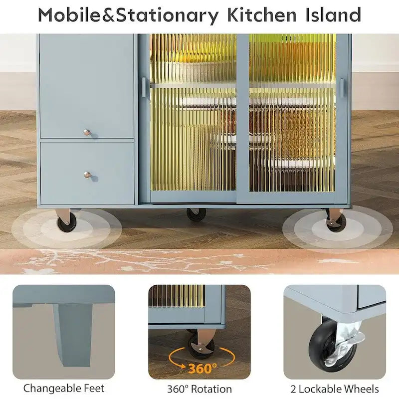 Chariot de cuisine pliable avec éclairage LED