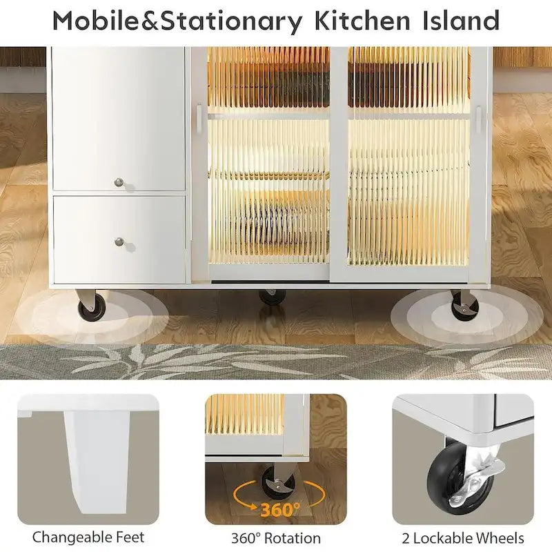 Chariot de cuisine pliable avec éclairage LED