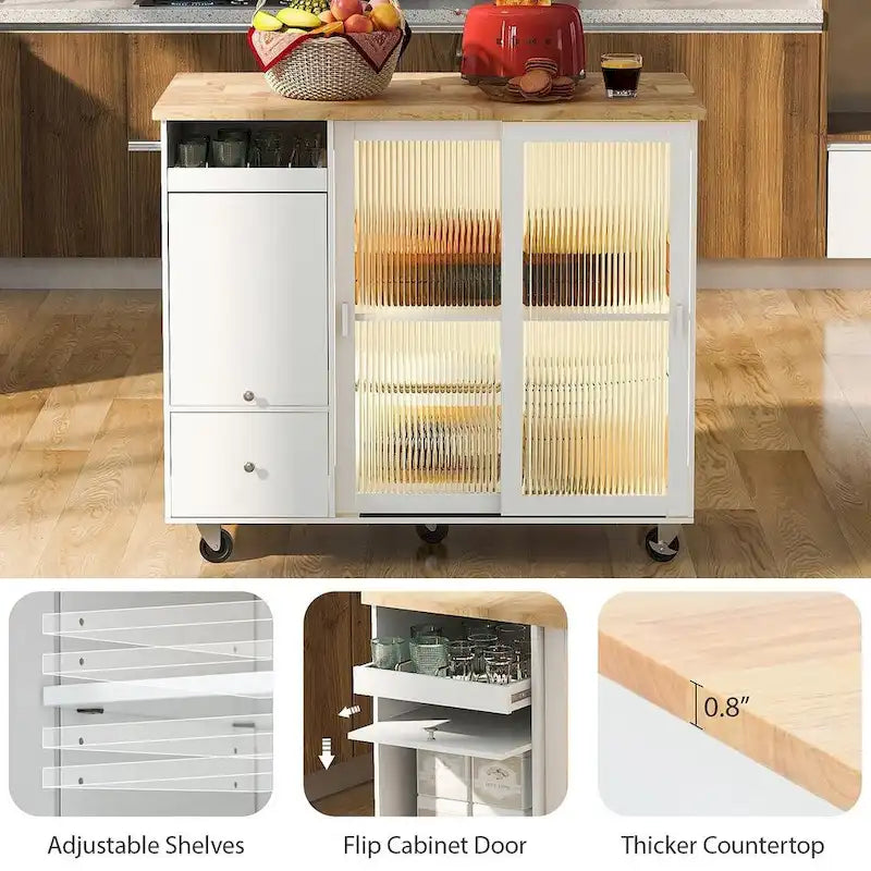 Chariot de cuisine pliable avec éclairage LED