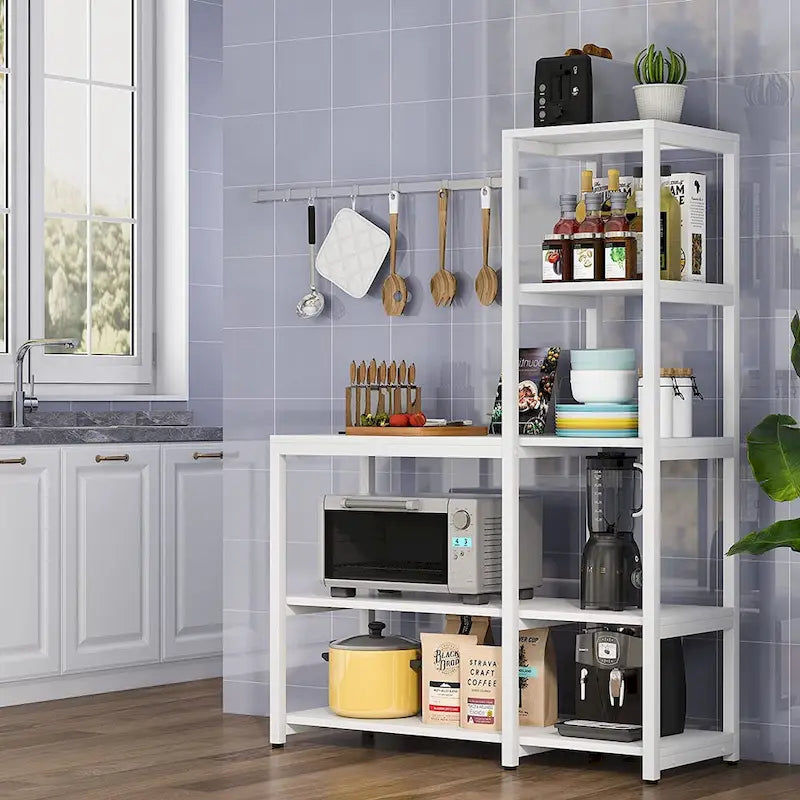 Étagère de cuisine en forme de L à 5 niveaux avec rangement