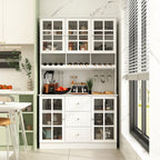 Buffet garde-manger blanc 78.9 avec tiroir porte-verres à vin et étagère