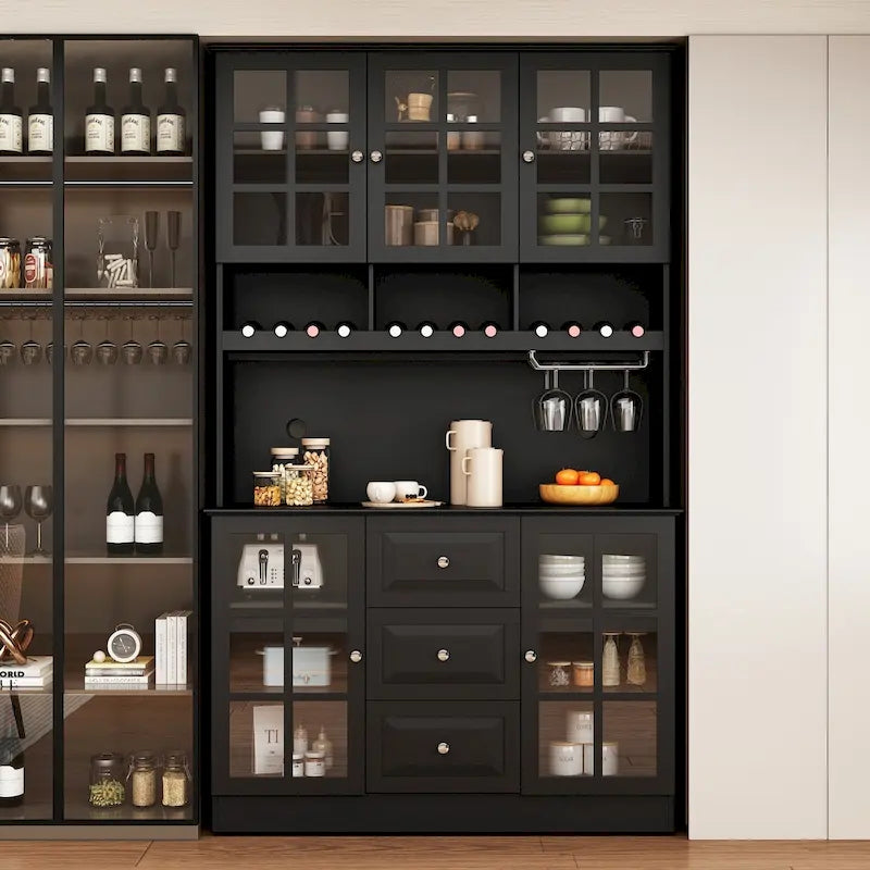 Buffet garde-manger blanc 78.9 avec tiroir porte-verres à vin et étagère