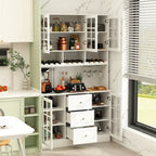 Buffet garde-manger blanc 78.9 avec tiroir porte-verres à vin et étagère