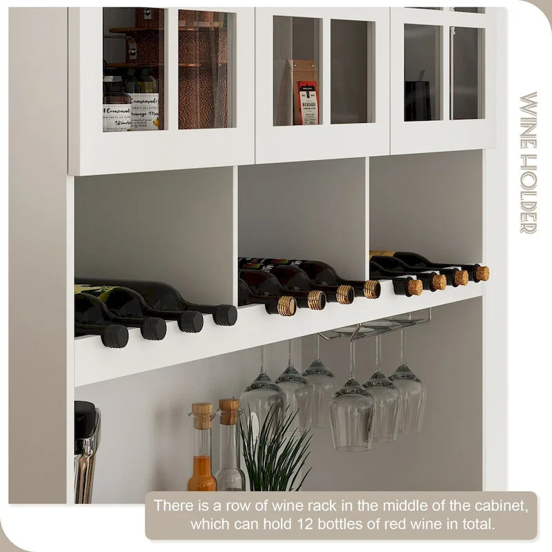 Buffet garde-manger blanc 78.9 avec tiroir porte-verres à vin et étagère