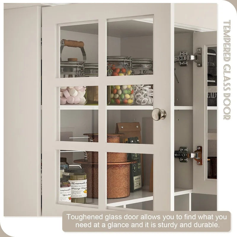 Buffet garde-manger blanc 78.9 avec tiroir porte-verres à vin et étagère