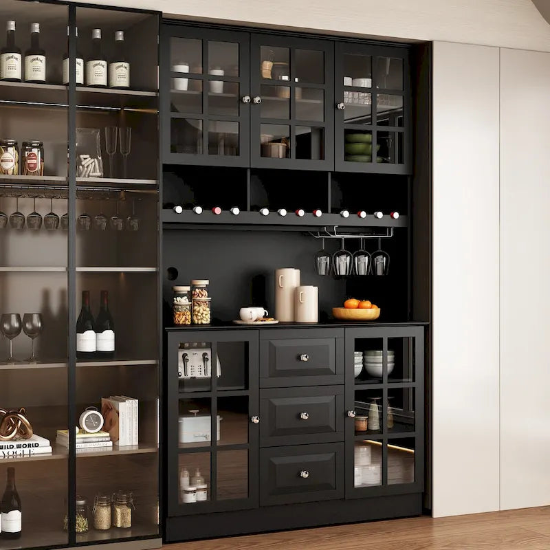 Buffet garde-manger blanc 78.9 avec tiroir porte-verres à vin et étagère
