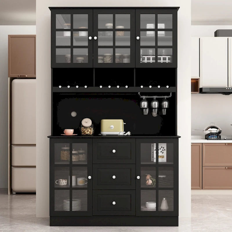 Buffet garde-manger blanc 78.9 avec tiroir porte-verres à vin et étagère