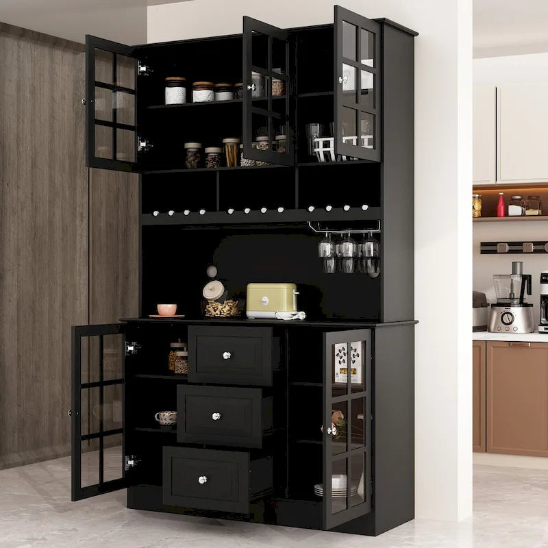 Buffet garde-manger blanc 78.9 avec tiroir porte-verres à vin et étagère
