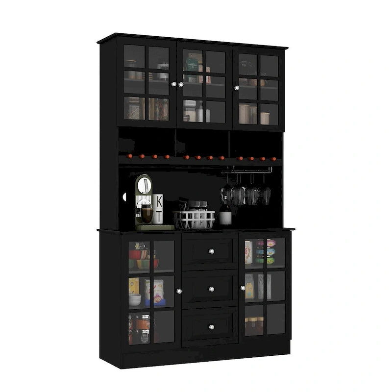 Buffet garde-manger blanc 78.9 avec tiroir porte-verres à vin et étagère