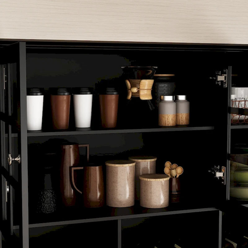 Buffet garde-manger blanc 78.9 avec tiroir porte-verres à vin et étagère