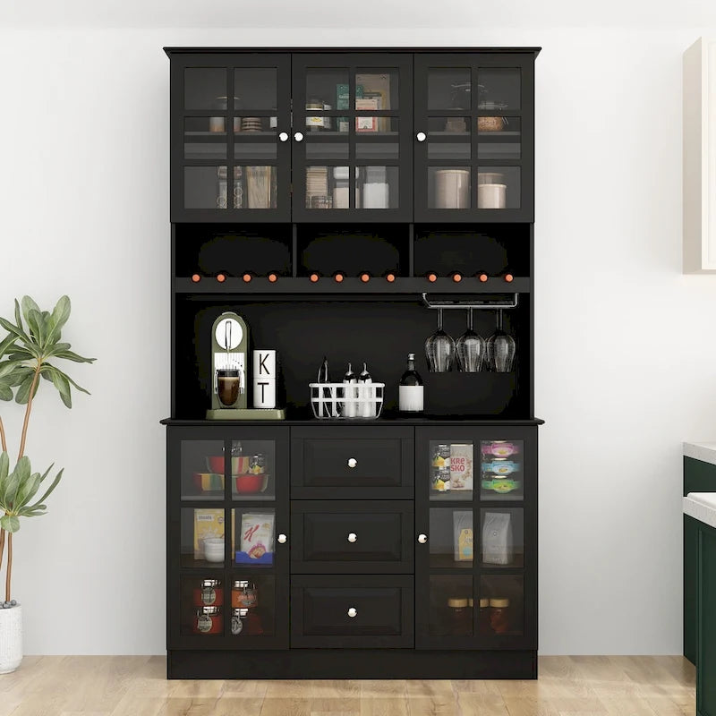 Buffet garde-manger blanc 78.9 avec tiroir porte-verres à vin et étagère