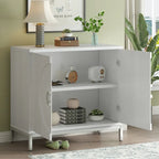 Meuble de rangement simple, meuble d'appoint avec placage en bois massif et structure en métal pour salon, entrée, salle à manger