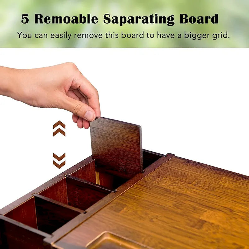 Support de bureau en bois pour écran d'ordinateur avec tiroir