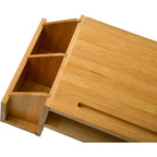 Support de bureau en bois pour écran d'ordinateur avec tiroir