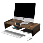 Support de bureau en bois pour écran d'ordinateur avec tiroir