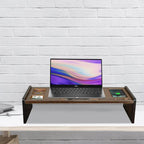 Support de bureau en bois pour écran d'ordinateur avec tiroir