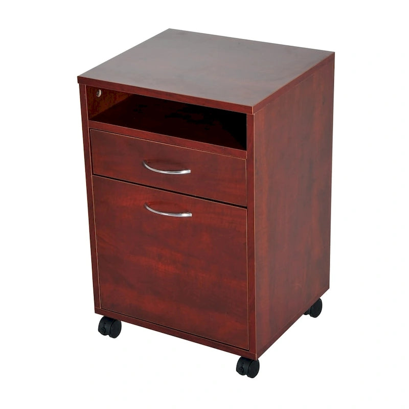 Chariot pour imprimante mobile HomCom 24 avec 2 tiroirs, marron - 15,7 x 13,8 x 23,6