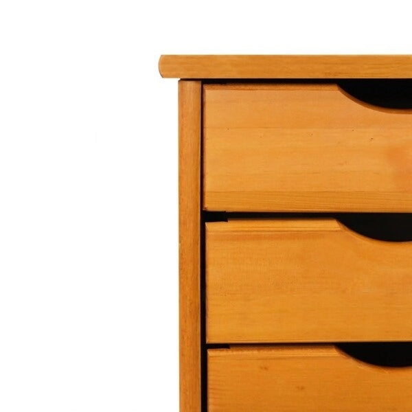 Chariot à roulettes Adeptus Original, en bois massif, 6 tiroirs, pin moyen