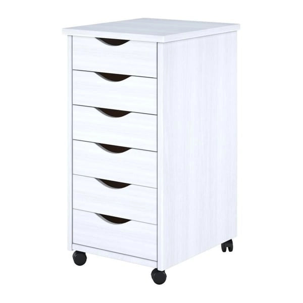 Adeptus Original Roll Cart, Solid Wood, 6 Drawer Roll Cart, White