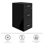 Classeur métallique Space Solutions 18 pouces de profondeur, 3 tiroirs, noir