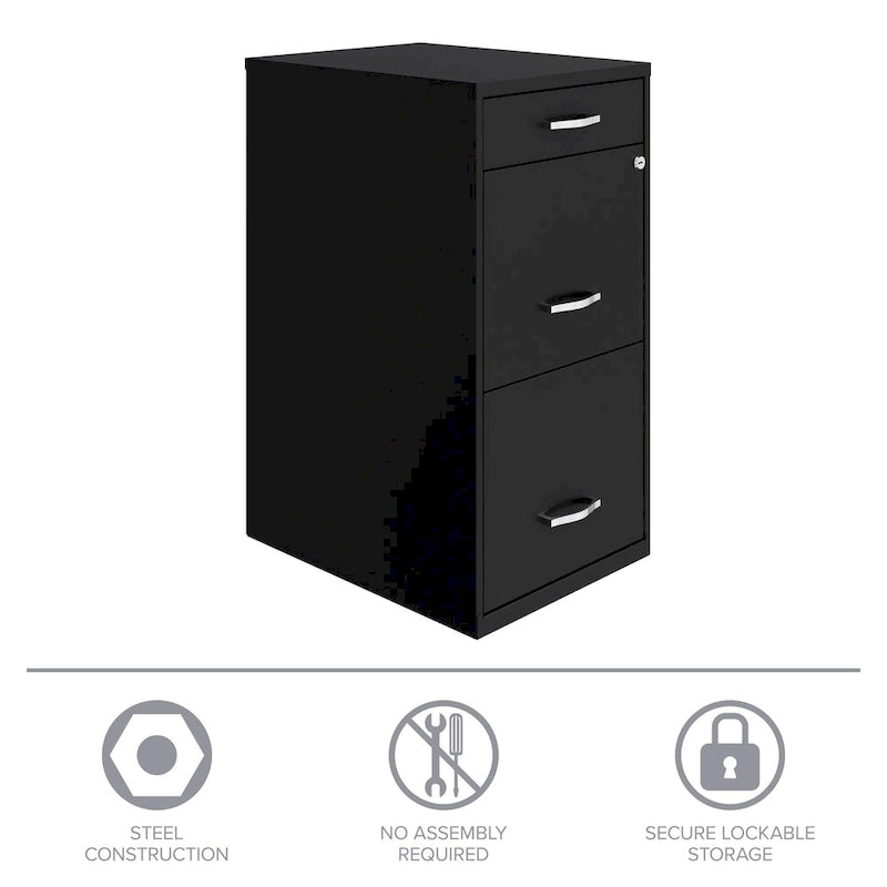 Classeur métallique Space Solutions 18 pouces de profondeur, 3 tiroirs, noir