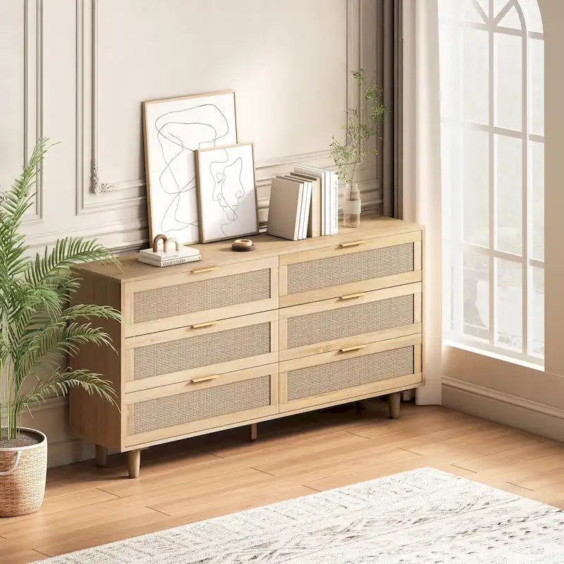 Armoire de rangement en rotin à 6 tiroirs de 59,06 L