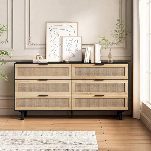 Armoire de rangement en rotin à 6 tiroirs de 59,06 L