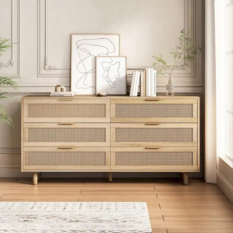 Armoire de rangement en rotin à 6 tiroirs de 59,06 L