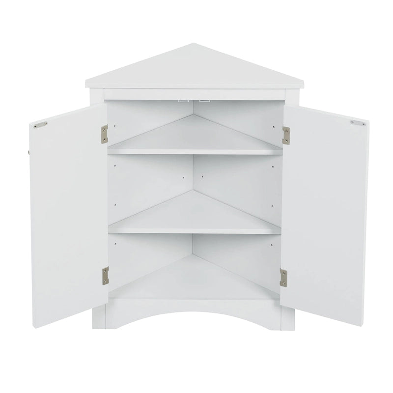 Armoire de rangement triangulaire pour salle de bain avec étagères réglables