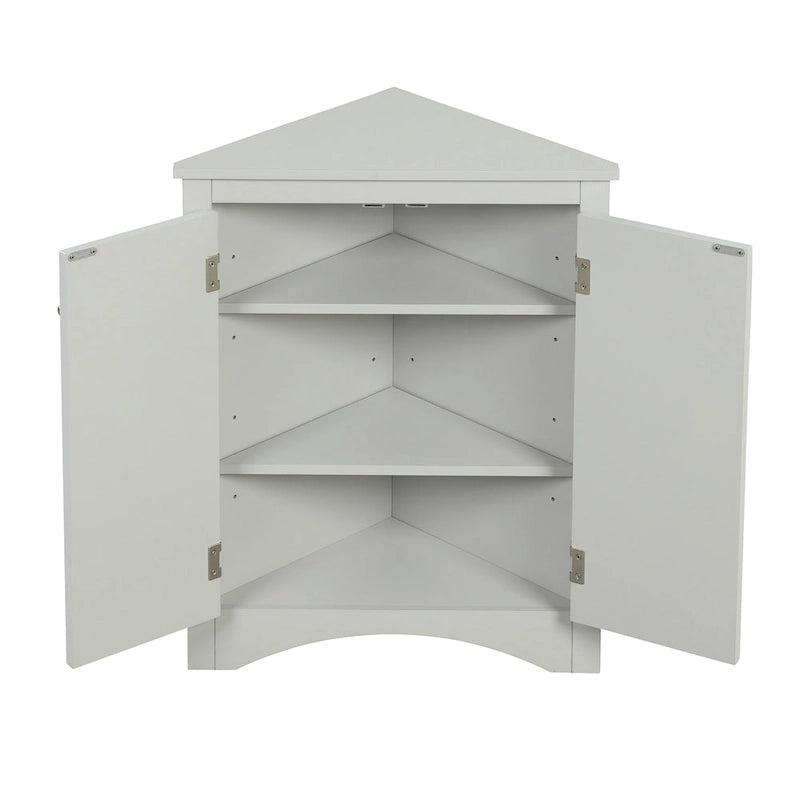 Armoire de rangement triangulaire pour salle de bain avec étagères réglables