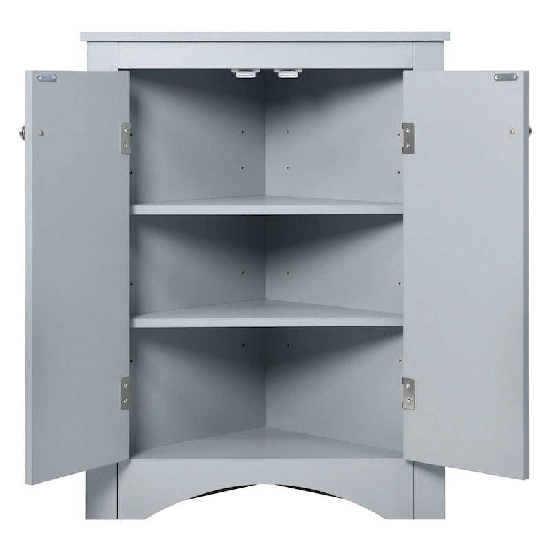 Armoire de rangement triangulaire pour salle de bain avec étagères réglables
