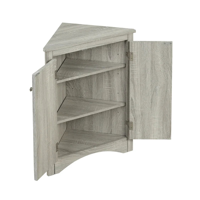 Armoire de rangement triangulaire pour salle de bain avec étagères réglables