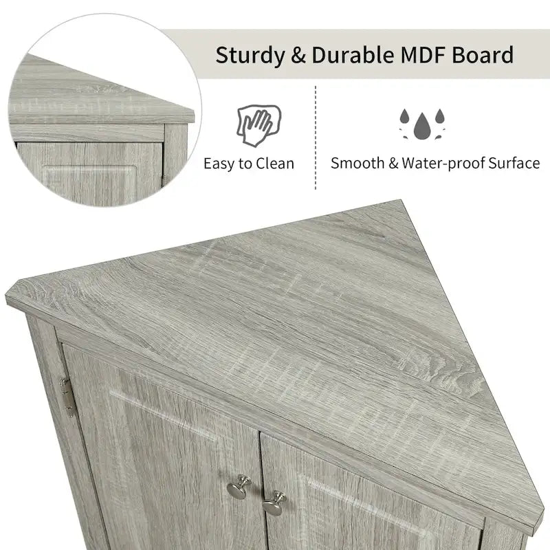 Armoire de rangement triangulaire pour salle de bain avec étagères réglables
