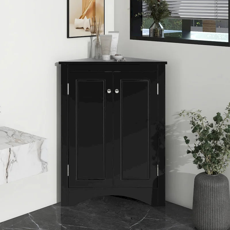 Armoire de rangement triangulaire pour salle de bain avec étagères réglables
