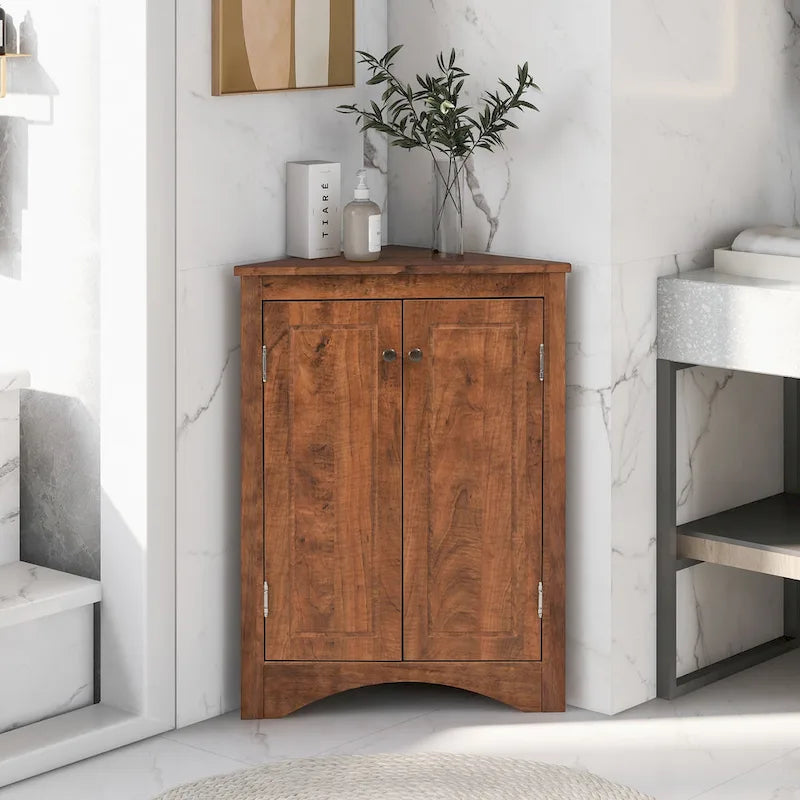 Armoire de rangement triangulaire pour salle de bain avec étagères réglables