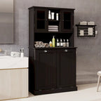 Armoire de salle de bain haute avec panier à linge sale basculant à deux compartiments
