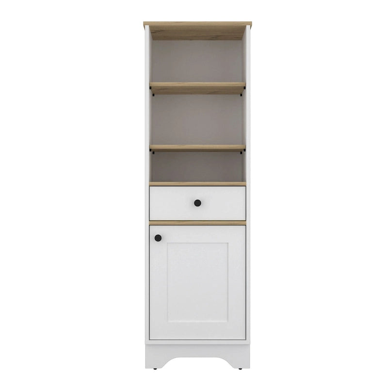 Armoire à linge Alaskan de FM Furniture avec tiroir, 3 étagères ouvertes et une porte