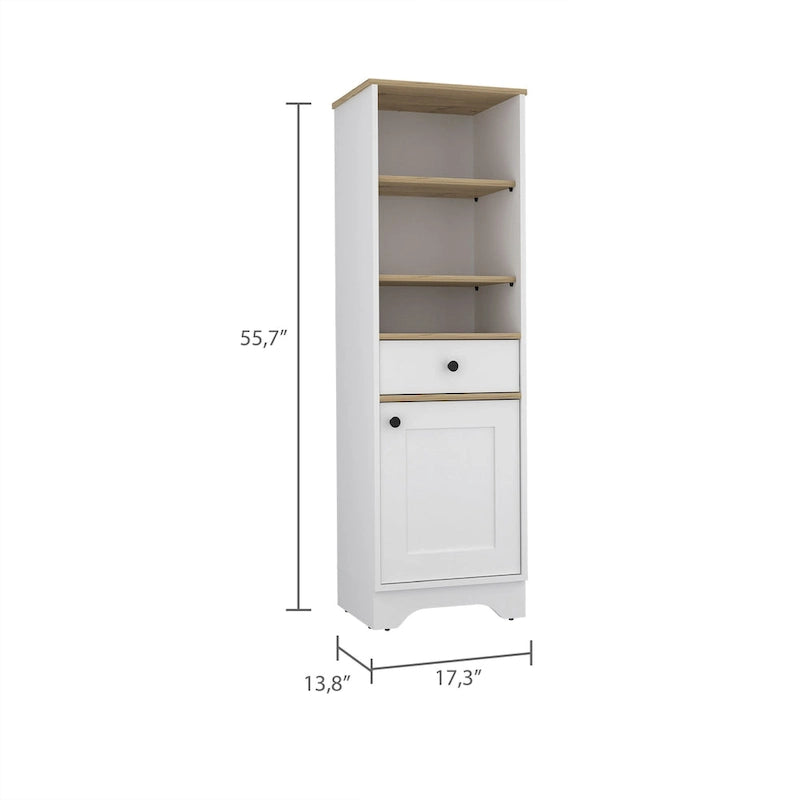Armoire à linge Alaskan de FM Furniture avec tiroir, 3 étagères ouvertes et une porte