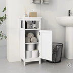 Meuble de salle de bain blanc sur pied avec une porte, armoire autoportante, organisateur de rangement
