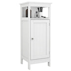 Meuble de salle de bain blanc sur pied avec une porte, armoire autoportante, organisateur de rangement