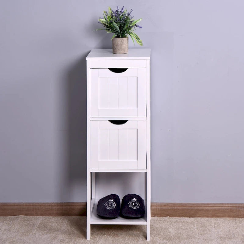 Meuble de rangement blanc pour salle de bain, meuble indépendant avec tiroirs