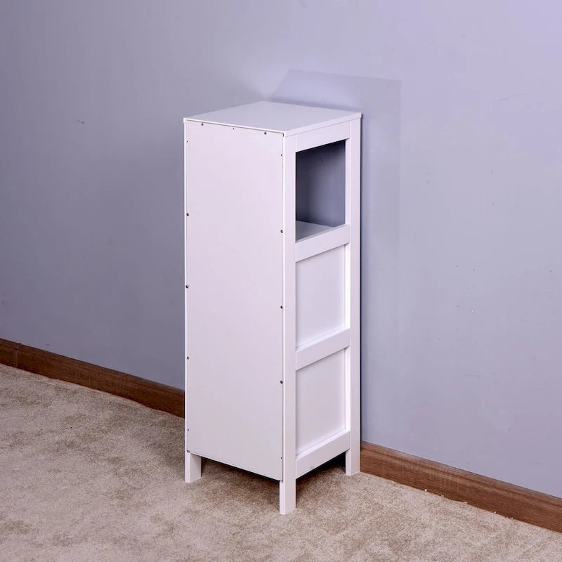 Meuble de rangement blanc pour salle de bain, meuble indépendant avec tiroirs
