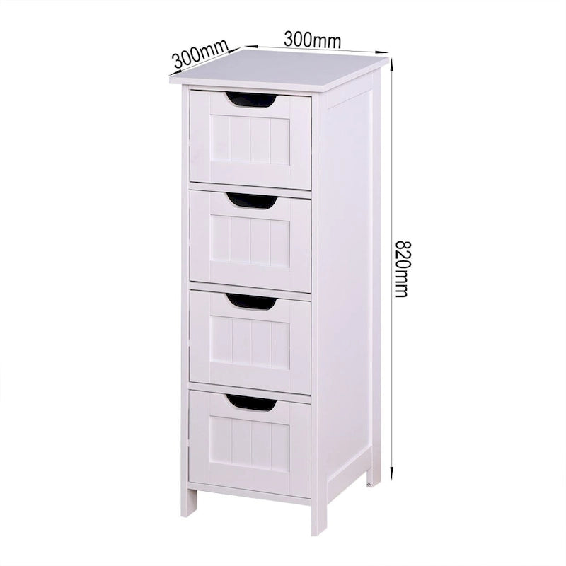 Meuble de rangement blanc pour salle de bain, meuble indépendant avec tiroirs
