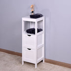 Meuble de rangement blanc pour salle de bain, meuble indépendant avec tiroirs