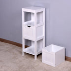 Meuble de rangement blanc pour salle de bain, meuble indépendant avec tiroirs