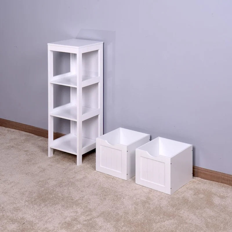 Meuble de rangement blanc pour salle de bain, meuble indépendant avec tiroirs