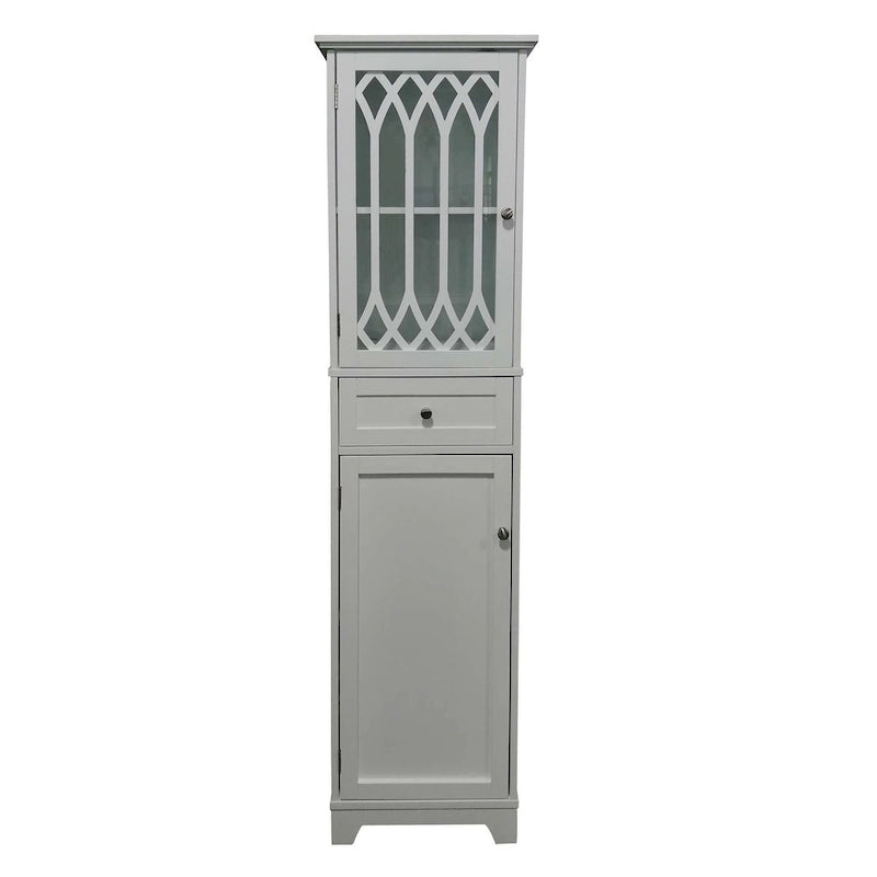 Armoire de rangement haute pour salle de bain - Tour à linge, blanche